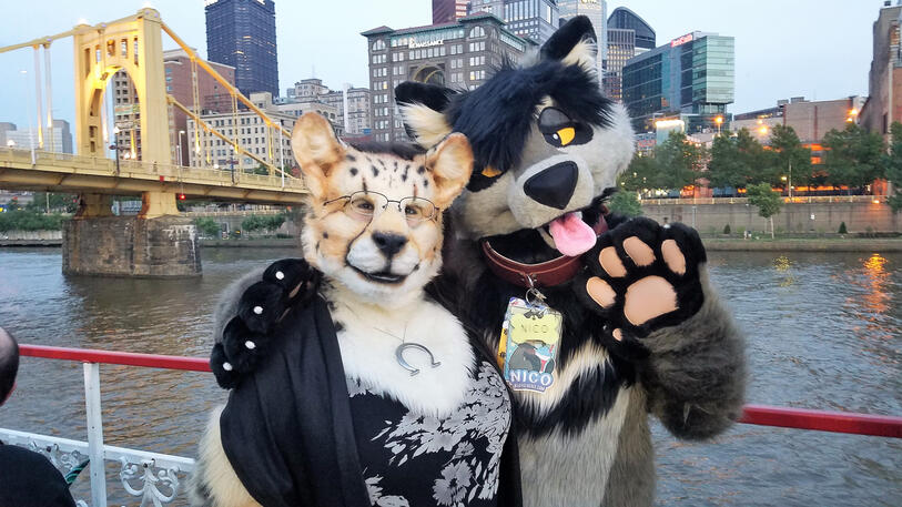 Shetani with Niko the foxbird